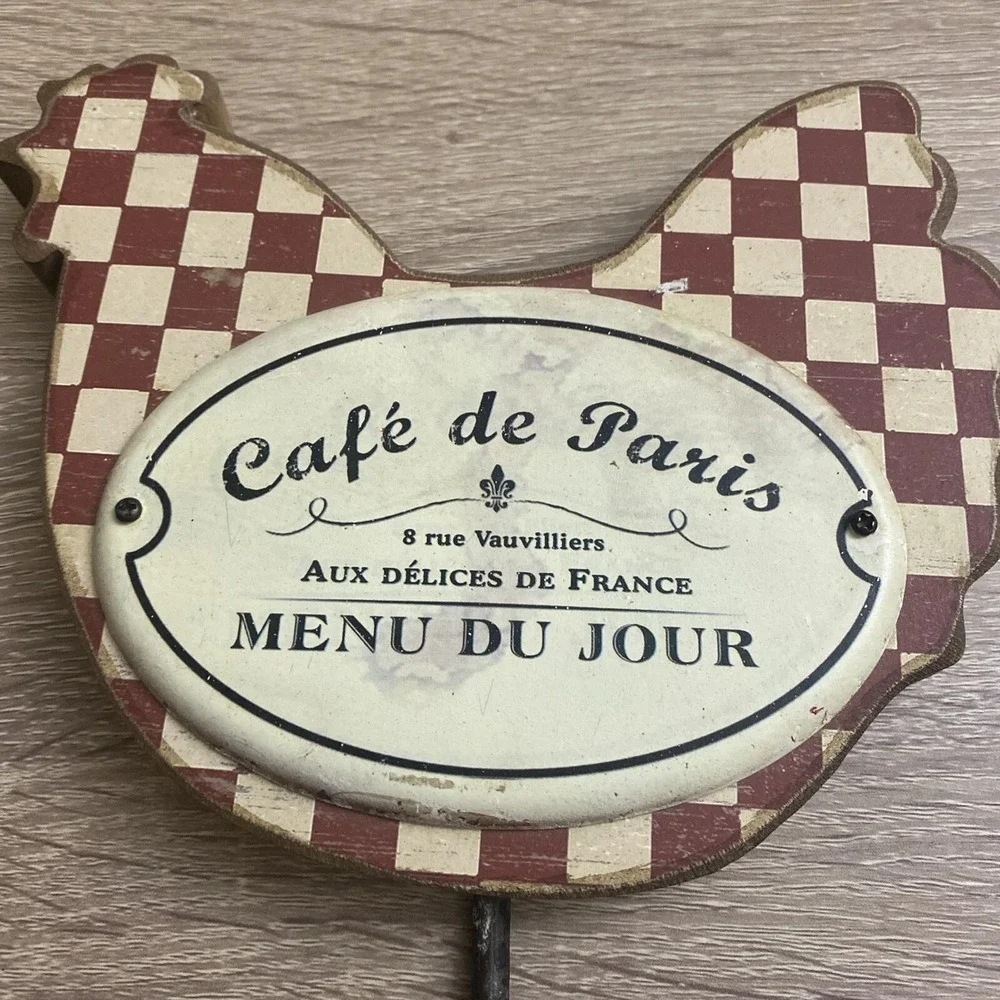 Cafe De Paris Rooster Wall Hook Rustic Chevron Pattern Rooster Wall Mount Hook